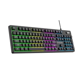 Apšviesta Membraninė Klaviatūra Su Rgb žaidimų Ratuku - Juoda