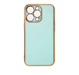 Apšvietimo Spalvos Dėklas iphone 12 Pro Max Gelinis Dėklas Su Auksiniu Rėmeliu, Mėtų Spalvos Apšvietimo Spalvos Dėklas iphone 12 Pro Max Gelinis Dėklas Su Auksiniu Rėmeliu, Mėtų Spalvos
