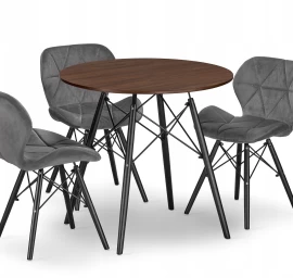 Apvalaus Stalo Komplektas Todi 80 Ash + 3 Kėdės Lago Pilka