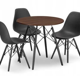 Apvalaus Stalo Komplektas Todi 80 Ash + 3 Kėdės Osaka Black