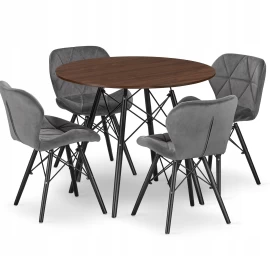 Apvalaus Stalo Komplektas Todi 80 Ash + 4 Kėdės Lago Pilka