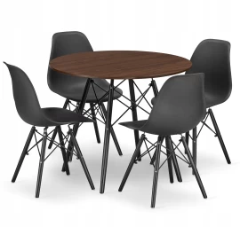 Apvalaus Stalo Komplektas Todi 80 Ash + 4 Kėdės Osaka Black