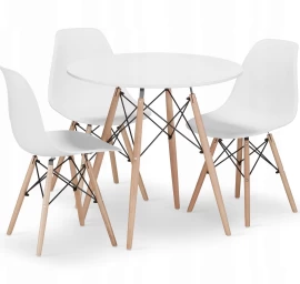 Apvalaus Stalo Komplektas Todi 80 Baltas + 3 Kėdės Osaka Baltas
