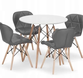 Apvalaus Stalo Komplektas Todi 80 Baltas + 4 Kėdės Lago Pilkas