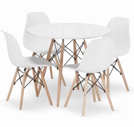 Apvalaus Stalo Komplektas Todi 90 Baltas + 4 Kėdės Osaka Baltas