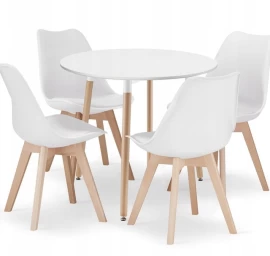 Apvalus Stalas Kami 80 Cm + 4 Kėdės Mark Baltos Spalvos