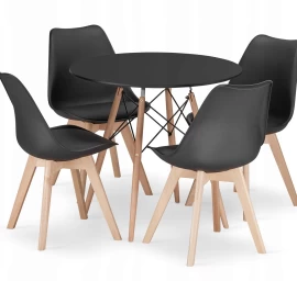 Apvalus Stalas Todi 80 Cm Juodas + 4 Kėdės Mark Juodos Spalvos