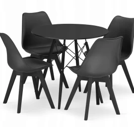 Apvalus Stalas Todi 80 Juodas + 4 Kėdės Mark Juodos Spalvos