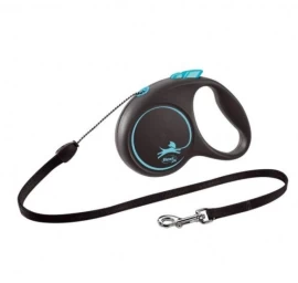 Automatinis pavadėlis Flexi Black Design S virvė 5m 12kg, Mėlyna