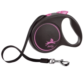 Automatinis pavadėlis Flexi Black Design su juostele 5m 25kg, Rožinė
