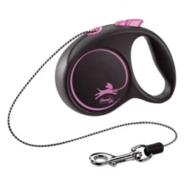 Automatinis pavadėlis Flexi Black Design XS virvė 3m 8kg, Rožinė