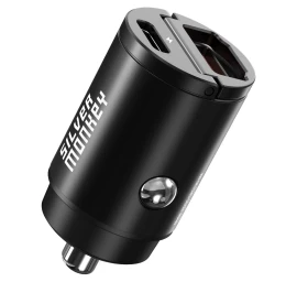 Automobilinio žiebtuvėlio Lizdo įkroviklis 30w 1x Usb-c Pd 1xusb-a Qc Juodas