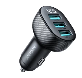 Automobilinis 3,4 A įkroviklis Su Ekranu 3x Usb-a Juodas
