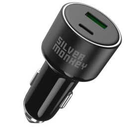 Automobilinis įkroviklis 100w 1xusb-c Pd 1xusb-a Qc 3.0 Juodas