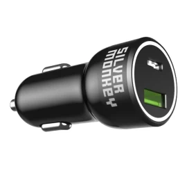 Automobilinis įkroviklis 1xusb-c 1xusb-a 45w Pd Qc Juodas