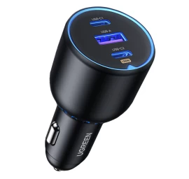 Automobilinis įkroviklis 2x Usb-c Pd Ir 1x Usb-a 130w, Juodas