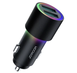 Automobilinis įkroviklis 2x Usb Su Apšvietimu 24w Juodas