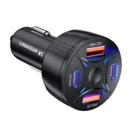 Automobilinis įkroviklis 2xusb-c 2xusb-a 60w - Juodas