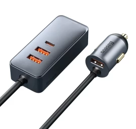 Automobilinis įkroviklis 3x Usb + Usb-c 120w Pps Qc Pd Pilkas