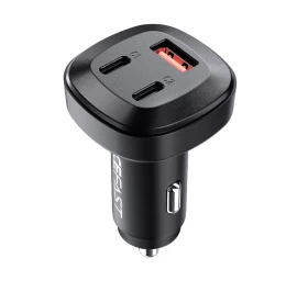 Automobilinis įkroviklis 66w 2x Usb-c Usb Power Delivery Qc 4.0 Juodas