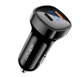 Automobilinis įkroviklis 66w Usb-c Usb Power Delivery Qc 4.0 Fcp Juodas