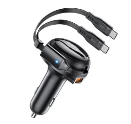 Automobilinis įkroviklis B13 53w Usb-a + 2 Usb-c Laidai - Juodas