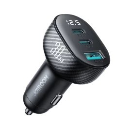 Automobilinis įkroviklis Su Ekranu 2x Usb-c Usb-a 30w Juodas