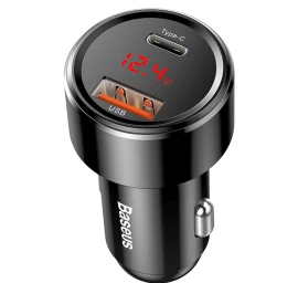 Automobilinis įkroviklis Su Ekranu Usb-a Usb-c 45 W - Juodas