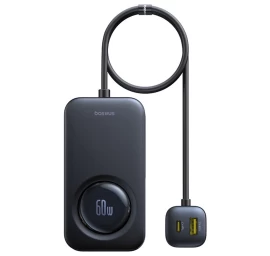 Automobilinis įkroviklis Su Ištraukiamu Kabeliu, Skirtas Iki 6 įrenginių 60 W - Juodas