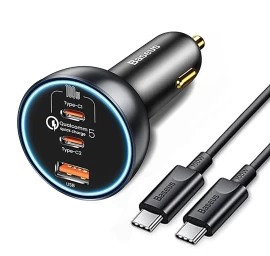 Automobilinis įkroviklis Su qualcomm Quick Charge 5 Usb-c Usb-a 160 W - Pilkas