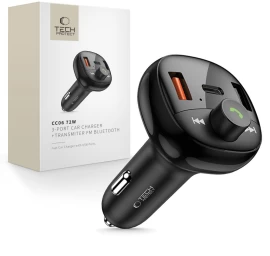 Automobilinis įkroviklis Su Usb-a Usb-c Pd 72 W Siųstuvu - Juodas