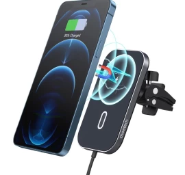 Automobilinis Magnetinis Laikiklis + Qi Indukcinis įkroviklis 15w Juodas