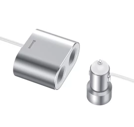 Automobilinis Skirstytuvas 2x Cigarečių žiebtuvėlio Lizdas 80w 2x Usb-a 3.1a - Sidabrinis
