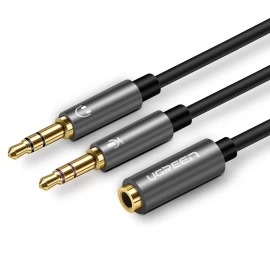 Aux 3,5 Mm Mini Lizdo Adapteris Su Mikrofonu Ir Ausinėmis, Juodas