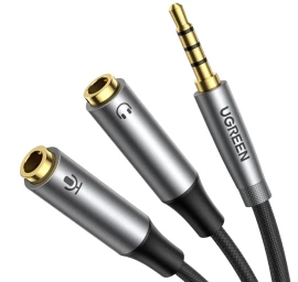 Aux 3,5 Mm Vyriškos Ir Ausinių Bei Mikrofono Moteriškos Lyties Laidas Platintojas 20 Cm Juodas