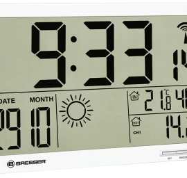 Baltas bresser Mytime Jumbo Lcd Sieninis Laikrodis