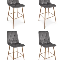 Baras „libra“ – Tamsiai Pilkas Aksomas / ąžuolinės Kojos (4 Vnt.)
