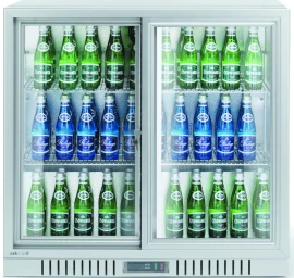 Baro šaldytuvas Su 2 Stumdomomis Durimis Led 150 L 160 W 90x52x84 Cm - Sidabrinis