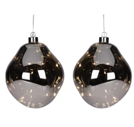 Baublys Stiklo Lašas 2vnt Led 12cm Antracito Spalvos