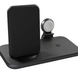 Belaidis įkroviklis Zens Aluminium 4in1 Stand Wireless Charger - Belaidė įkrovimo Stotelė, Skirta įkrauti Iki Trijų įrenginių (45 W), Su Galimybe įkrauti Keturis
