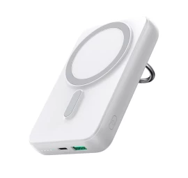 Belaidis powerbank 10000mah 20w Magsafe Su Lopšiu + Usb-c Laidas, Baltas