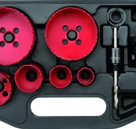 Bi-metall karūnų rinkinys 22, 29, 35, 44, 67 ir 73 mm 8 vnt, HSS M3 (YT-3380)