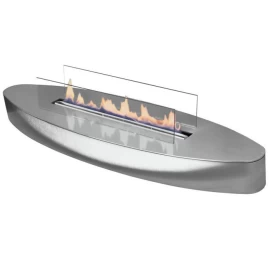 Bio židinys Ebios-fire Elipse Base, chromas, 34 m², 3,4 kW