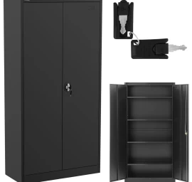 Biuro Metalinė Spinta Dokumentams 4 Lentynos Su Varstomomis Durimis H 180 Cm Antracite