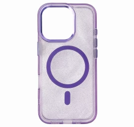 Blizgantis Dėklas Magsafe Iphone 16 Plus - Violetinės Spalvos Su Blizgučiais