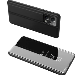 Blizgus Apverčiamas Dėklas xiaomi Redmi Note 12 Pro+ Clear View Case, Juodos Spalvos