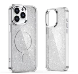 Blizgus Galinis Dėklas samsung Galaxy A16 5g Glitter Case Magsafe - Baltas