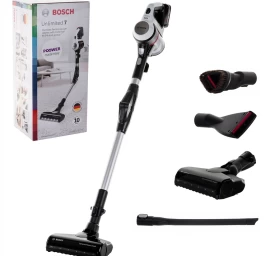 Bosch BBS711W stick vacuum/electric broom Bagless 0.3 L Black, Stainless steel, White
