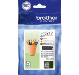 Brother LC3217 (LC3217VALDR) Rašalinių kasečių komplektas, Juoda, žydra, purpurinė, geltona