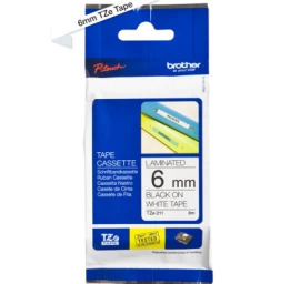 Brother TZe-211 (TZE211) Laminuotos ženklinimo juostos kasetė P-touch, Black on White 6mm, 8m